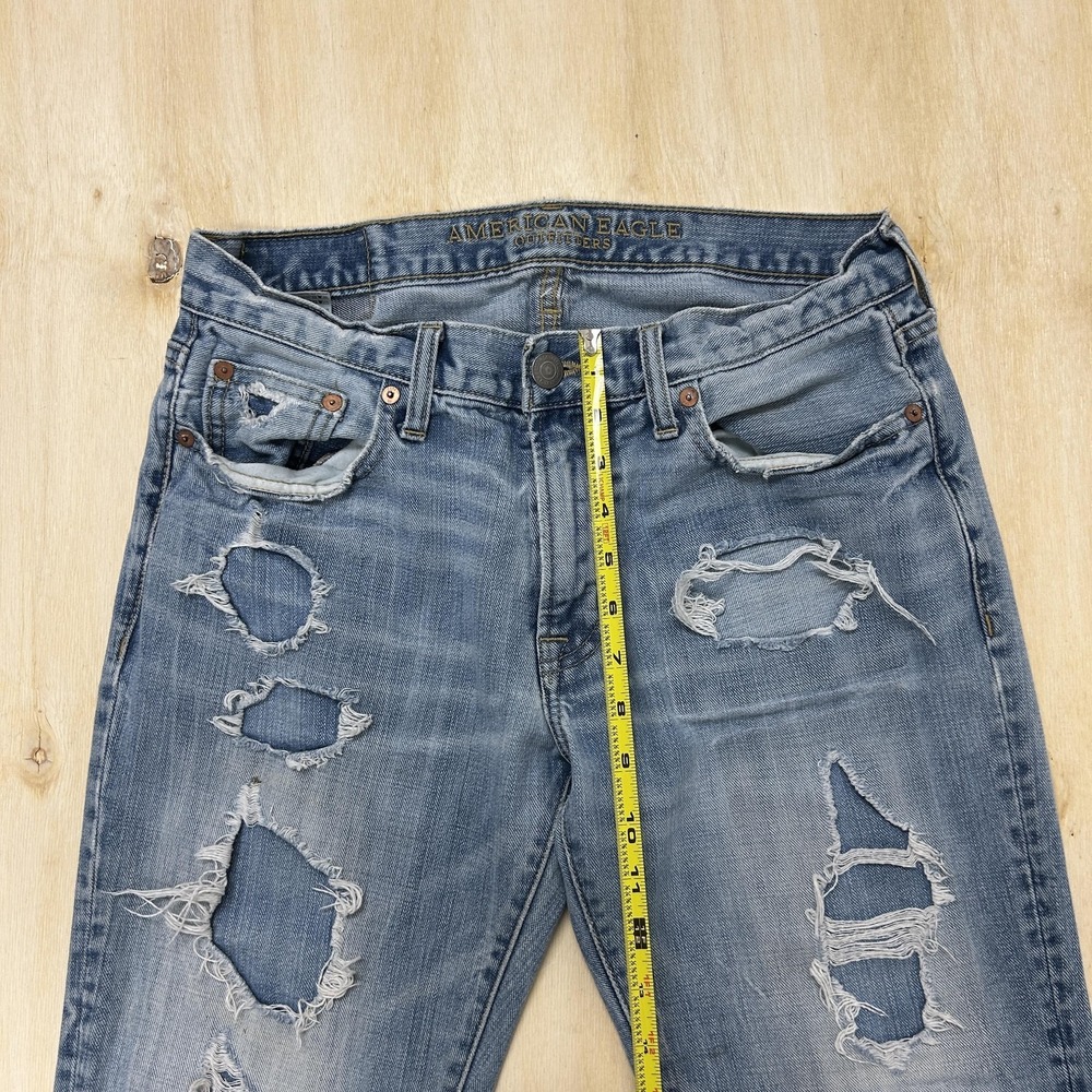 American Eagle Outfitters Jeans Mens 30x30 Medium Wash Denim Straight Distressed - Picture 7 of 11